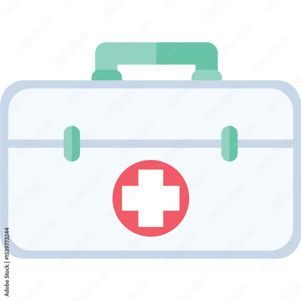 Obraz premium doctor suitcase vector flat illustration