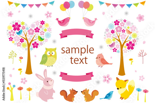 Whimsical Animal Forest Illustration with Text Space