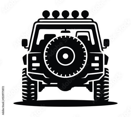 Off-road SUV Vector Logo for Adventure Travel and Exploration Club On White Background
