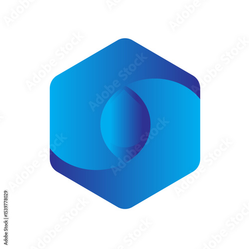 A blue gradient hexagon with an abstract oval shape in the center creating a modern design element look Free Download A blue gradient hexagon with an abstract oval shape in the center creating a modern design element look - GFXLoad