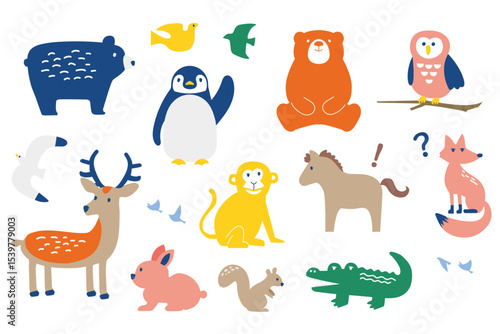 Cute Animal Vector Clipart: Bears, Penguins, Owls Set