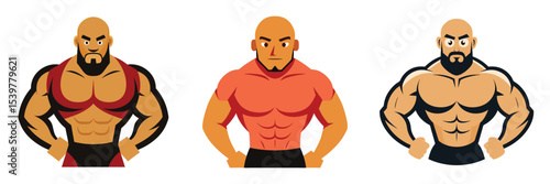 Muscular Bald Men Illustrations