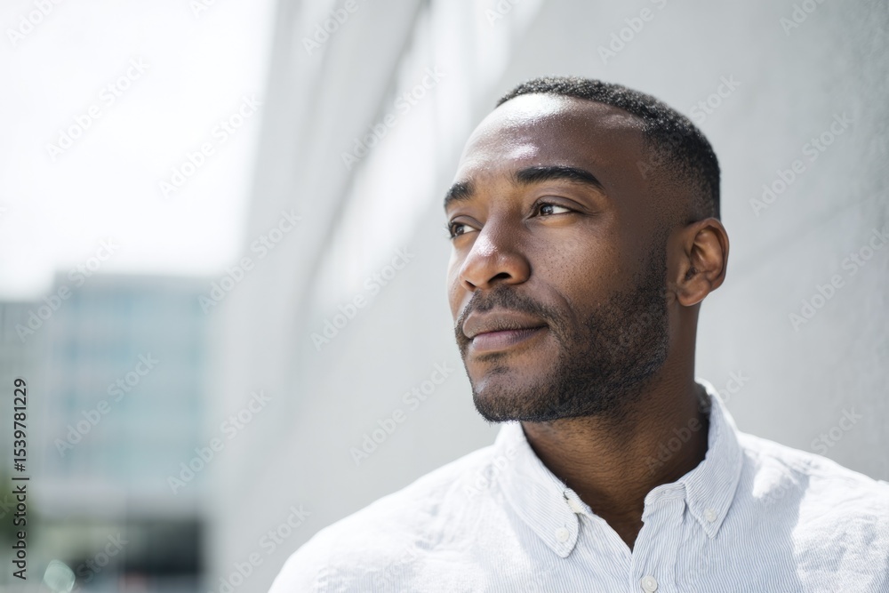 diverse individual stands against blurred urban-meets-nature backdrop embodying essence of commercial photography for diverse individual stands against blurred urban-meets-nature backdrop embodying essence of commercial photography for