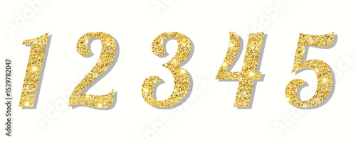  Gold glitter numbers 1 2 3 4 5