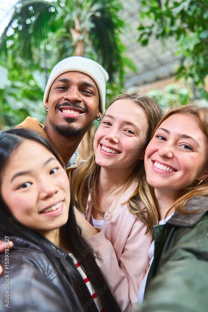 Group of young students smiling together at university campus Group of young students smiling together at university campus