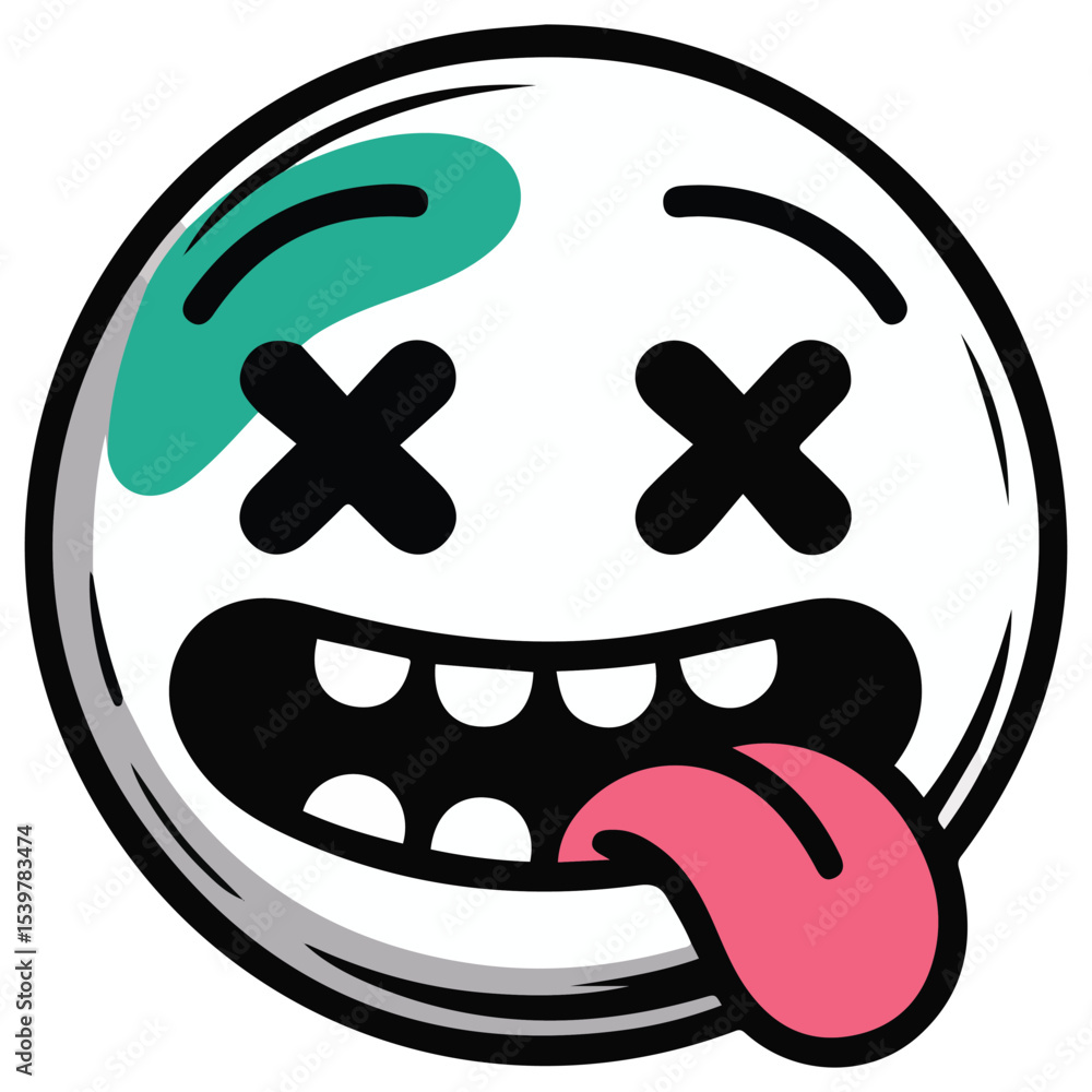 Playful ghost face with closed eyes and round cheeks vector isolated white background Playful ghost face with closed eyes and round cheeks vector isolated white background