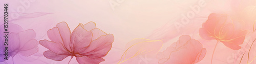 Abstract floral background with soft pastel colors and delicate flower silhouettes, creating a dreamy and elegant design with a focus on subtlety and beauty for graphic resources.