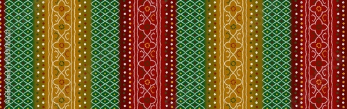 Inspired by Gujarat’s iconic Bandhani and Patola art forms, this digital design showcases elegant vertical florals framed with ethnic borders.