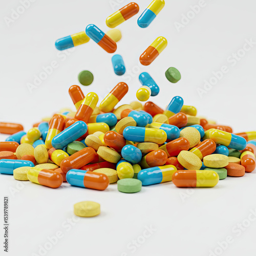 pills on white background