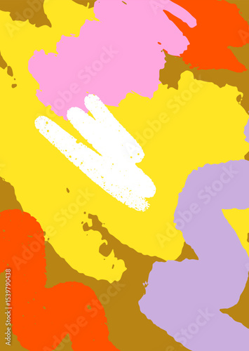 Abstract background design. Modern funky style poster with brush strokes, scr...