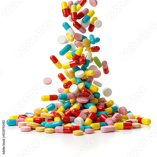 pills on white background