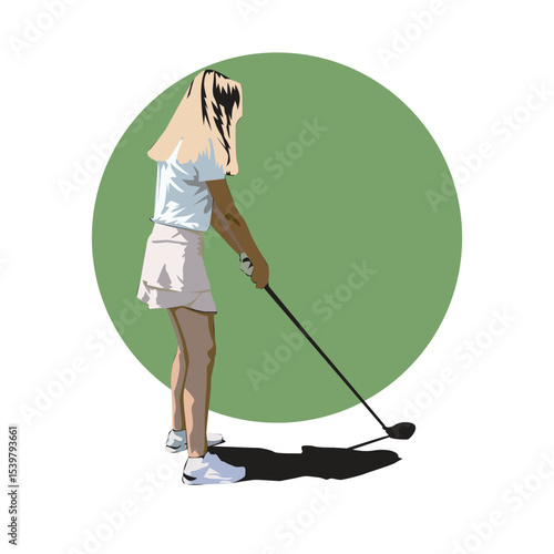 Woman playing golf design template