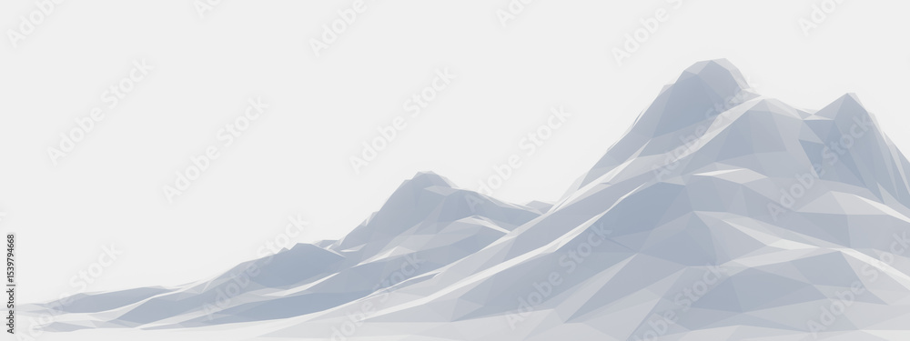 Fototapeta premium White ice mountain. Low polygon terrain