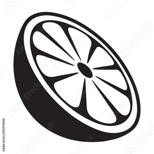 Minimal Lemon Slice Icon – Silhouette Vector Illustration lemon slice, minimal design, vector illustration, citrus fruit, silhouette icon, simple graphic, food symbol, fresh lemon, fruit illustration,