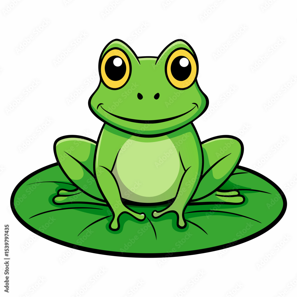 Cute Frog on Water Lily Vector Cute Frog on Water Lily Vector
