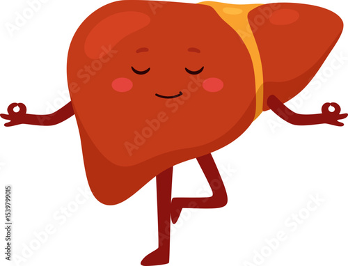 Liver Cartoon Character Meditating for Peace


