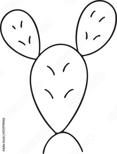 Simple Black and White Line Drawing of a Prickly Pear Cactus with Small Spines minimalist line