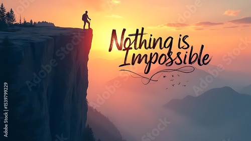 Conquer Your Fears: Nothing is Impossible. A Motivational Landscape Image