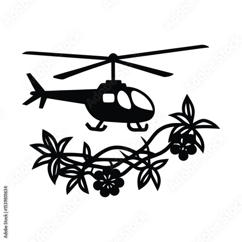 Jungle explorer helicopter with vines tangled