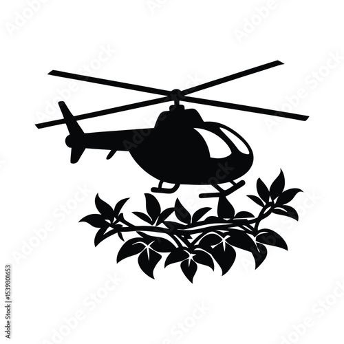 Jungle explorer helicopter with vines tangled