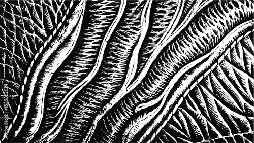 Embossed Leather Grain Texture Close Up Black White