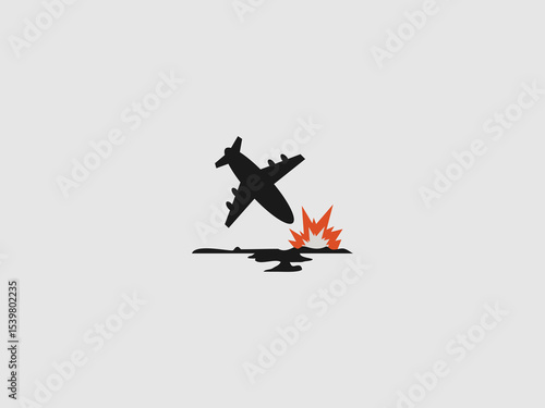 A black silhouette icon of an airplane in distress
