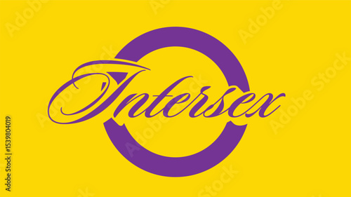 Intersex Symbol Flag and Calligraphy Banner, Minimal Flat Style