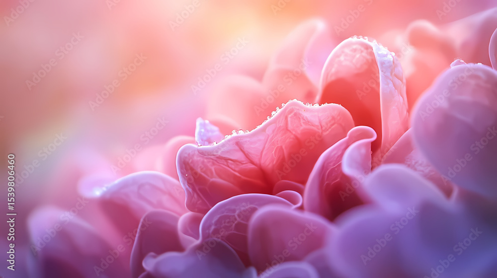 Fototapeta premium A CloseUp Study of Delicate Flower Petals Illuminated by Warm Light Revealing Intricate Textures and Water Droplets isolated on transparent background