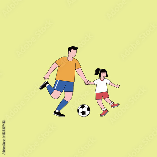 Father and Daughter Playing Soccer
