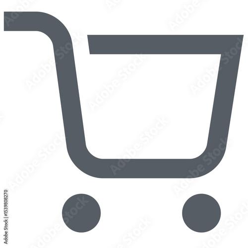 Illustration of a gray shopping cart with handle and two wheels on a white background image design