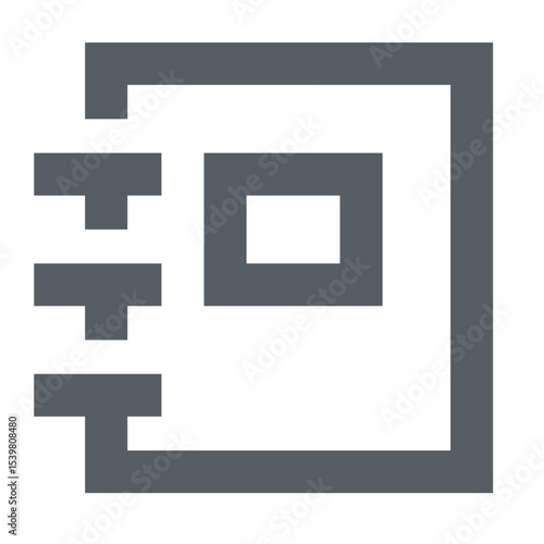 Illustration of a stylized wallet with horizontal lines on the left and a square in the center