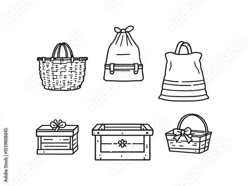 elegant simple line art hamper basket vector illustration design