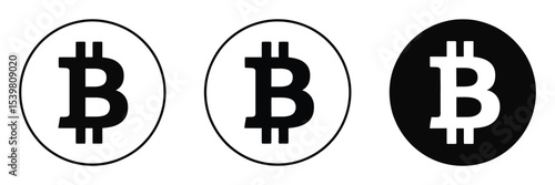 Digital bitcoin cryptocurrency symbol icon in circular vector style

