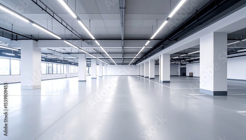Empty Modern Warehouse Interior.