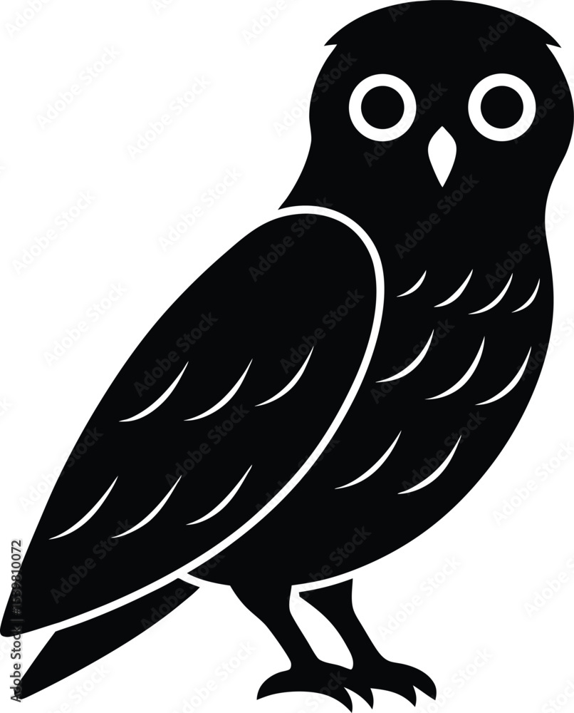 Fototapeta premium Snowy Owl silhouette vector art illustration
