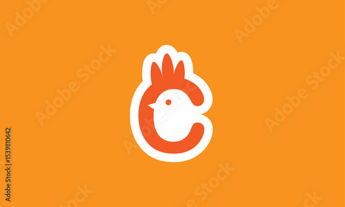 Chicken Letter C Logo – Cute and Modern Monogram Design