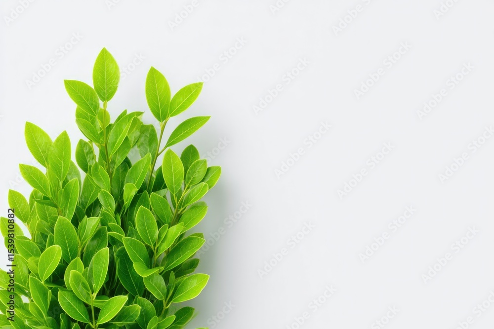 Fototapeta premium bush with fresh green leaves centered on white background