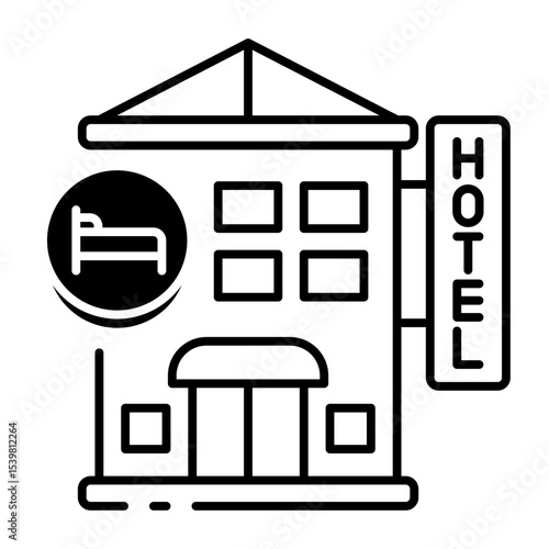 This Hotel icon is suitable for Travel and Tourism, etc