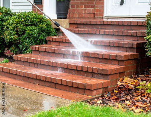 Cleaning Brick Porch Steps with Pressure Washer