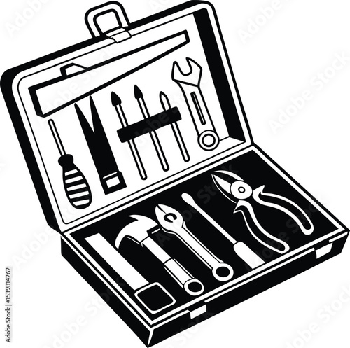 Toolbox icon set design illustration isolated; Toolbox  silhouette; Flat vector illustration
