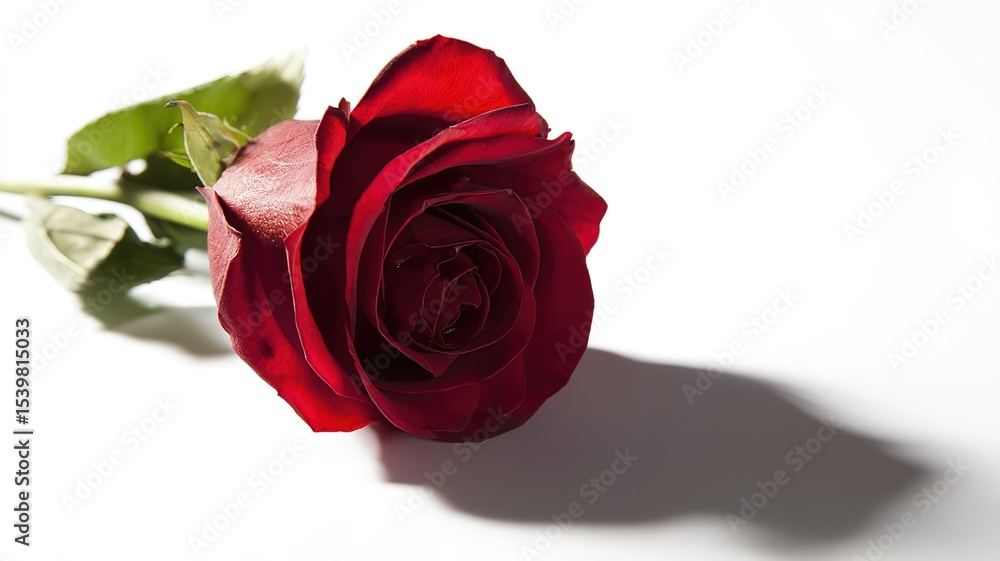Fototapeta premium A solitary red rose in full bloom, symbolizing love and passion in its purest form