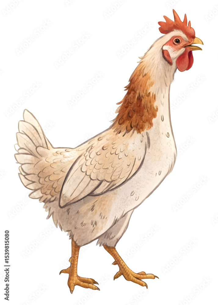 Fototapeta premium Cute hen illustration isolated on transparent background