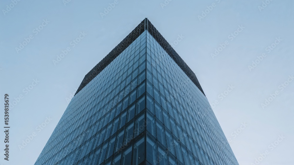 Modern glass skyscraper against a pale sky. Modern glass skyscraper against a pale sky.