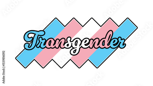 Transgender Flag Bold Style Bold Calligraphy Sign on White Backdrop