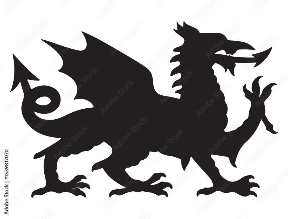 Fototapeta premium WELSH DRAGON SILHOUETTE