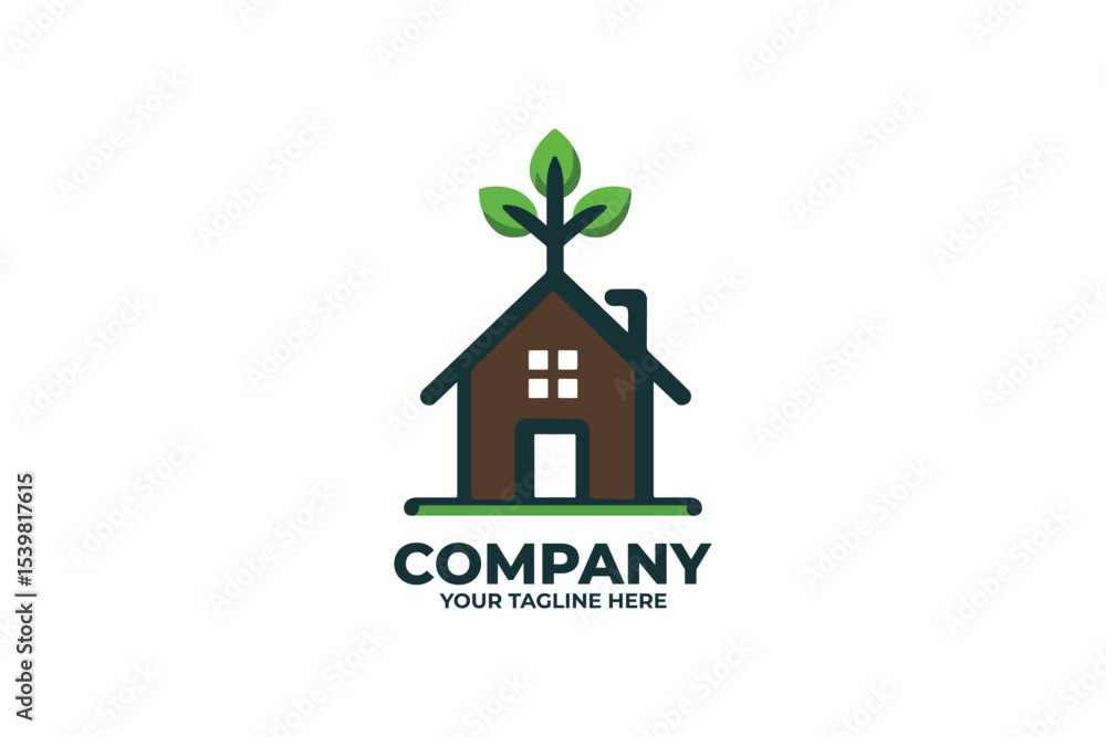 Minimalist Eco-Home Logo Design Minimalist Eco-Home Logo Design