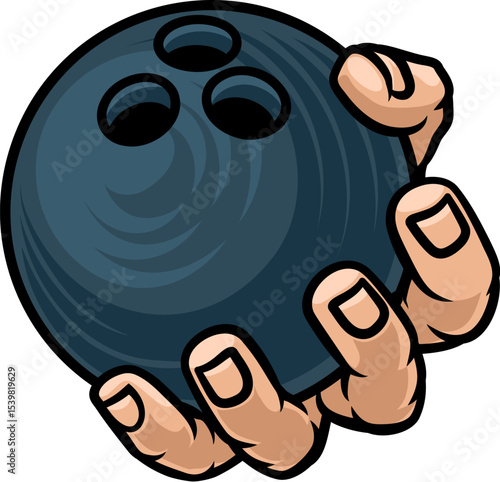 A mascot person hand or fist holding a bowling ball