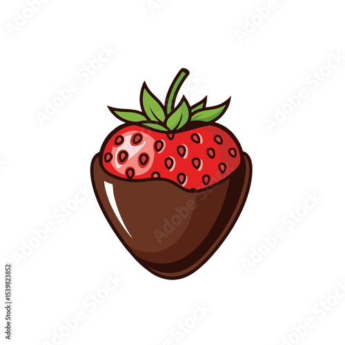 Logo of Strawberry in Chocolate Shell, Fruit Vector Illustration