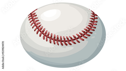 A close-up illustration of a white baseball with red stitching. The image is a simple, clean representation of a baseball ball, showing the distinct stitching pattern and the overall shape