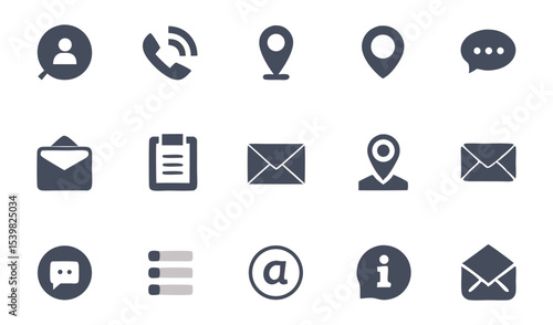 Contact us icons set website mobile app design